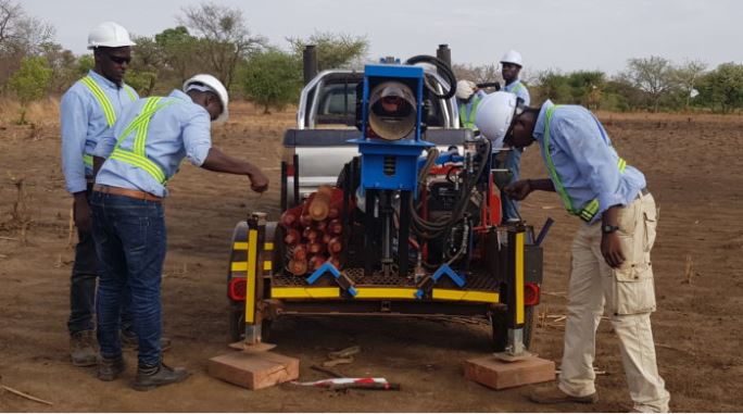 Auger drilling equipment in the field